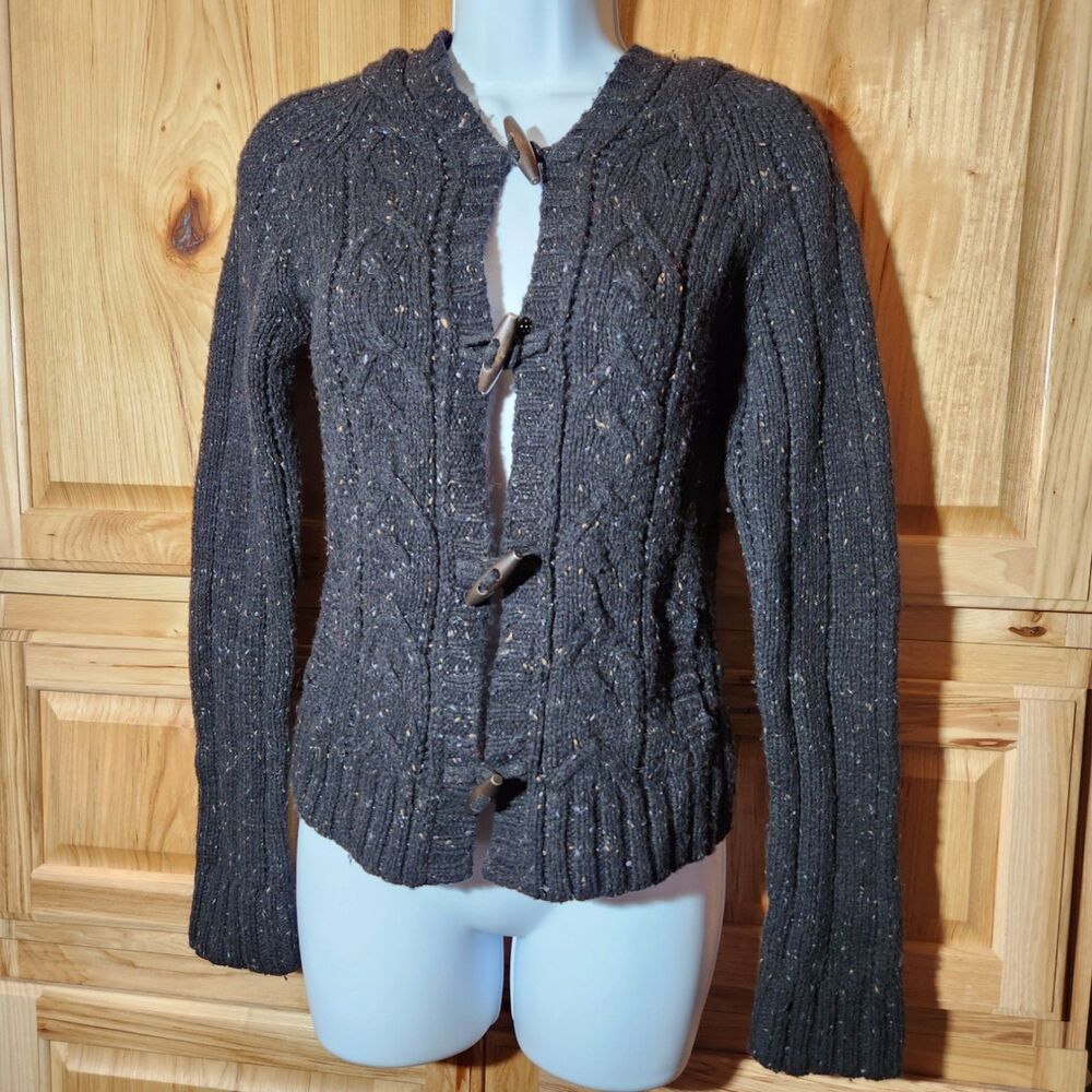 SO Black Cable Knit Cardigan Sweater – Juniors Medium – 3 Fasteners